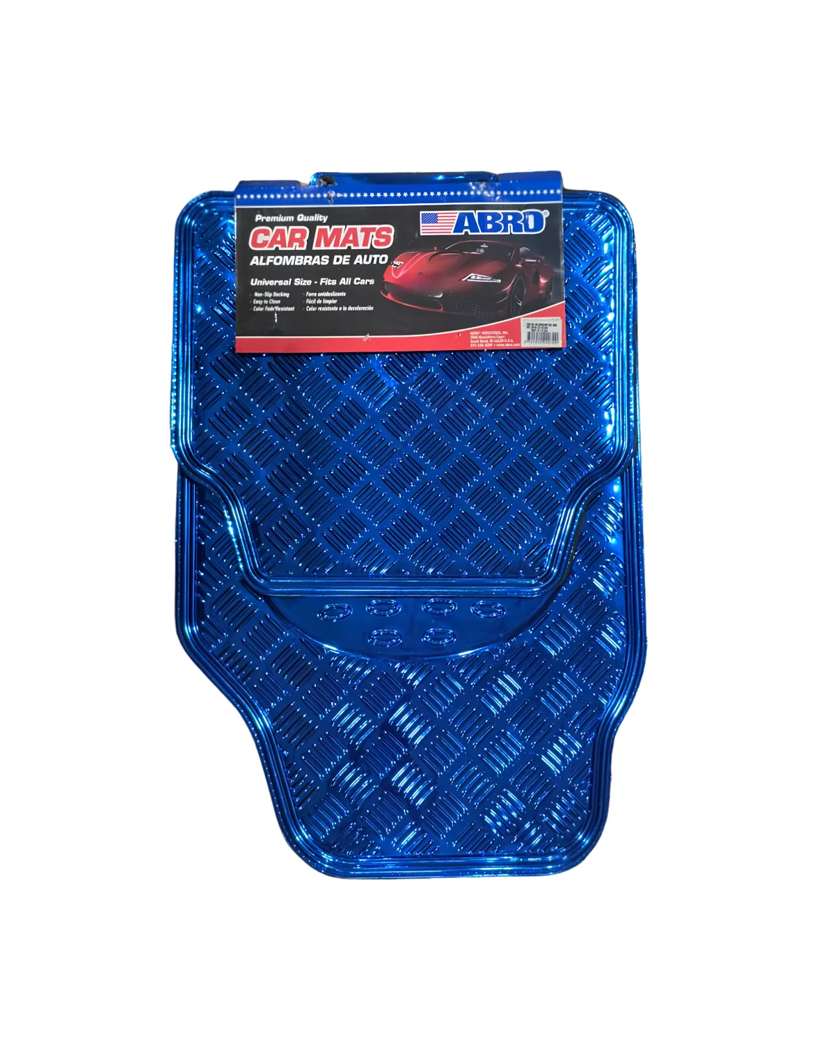 Abro alfombras de auto azul